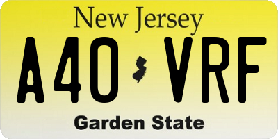 NJ license plate A40VRF