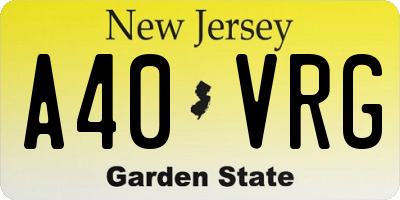 NJ license plate A40VRG