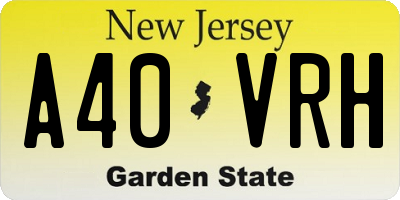 NJ license plate A40VRH