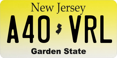 NJ license plate A40VRL