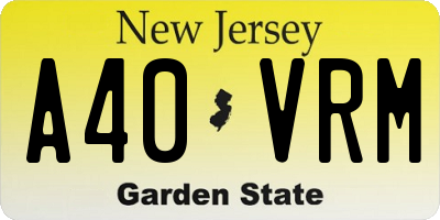 NJ license plate A40VRM