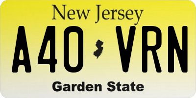 NJ license plate A40VRN