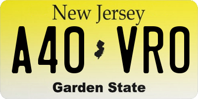 NJ license plate A40VRO