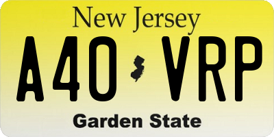 NJ license plate A40VRP