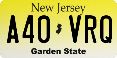 NJ license plate A40VRQ