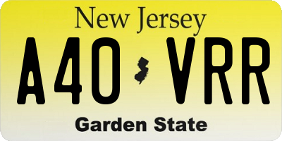 NJ license plate A40VRR