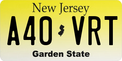 NJ license plate A40VRT