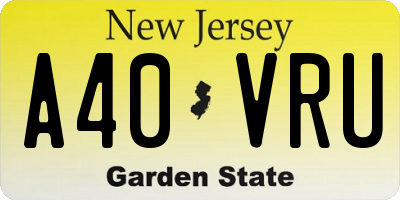 NJ license plate A40VRU