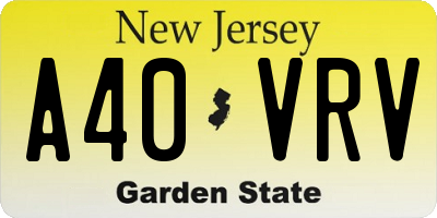 NJ license plate A40VRV
