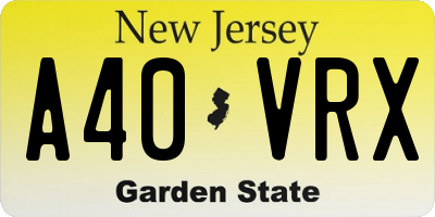 NJ license plate A40VRX