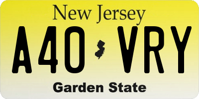 NJ license plate A40VRY