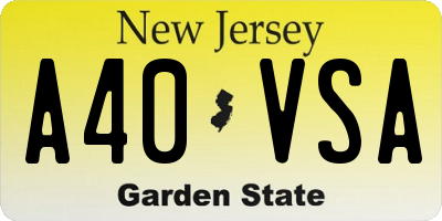 NJ license plate A40VSA