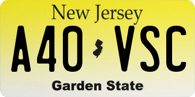 NJ license plate A40VSC