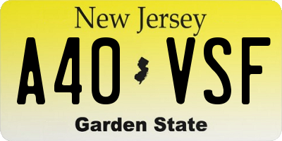 NJ license plate A40VSF