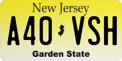 NJ license plate A40VSH