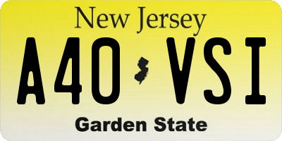 NJ license plate A40VSI