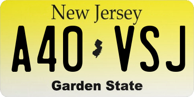 NJ license plate A40VSJ
