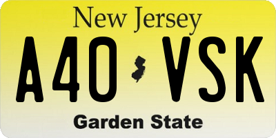 NJ license plate A40VSK