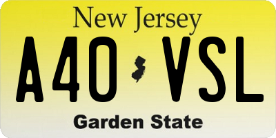 NJ license plate A40VSL
