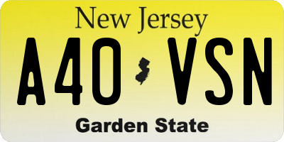NJ license plate A40VSN
