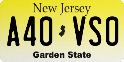 NJ license plate A40VSO