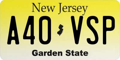 NJ license plate A40VSP
