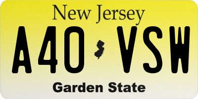 NJ license plate A40VSW