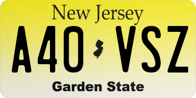 NJ license plate A40VSZ