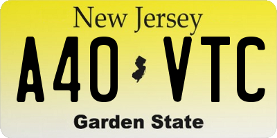NJ license plate A40VTC
