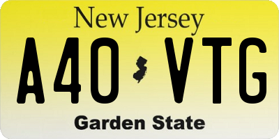 NJ license plate A40VTG