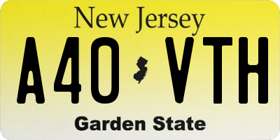 NJ license plate A40VTH