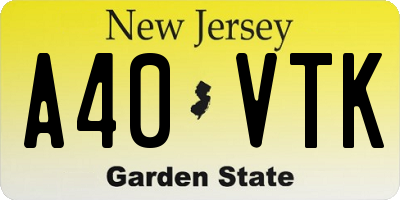 NJ license plate A40VTK