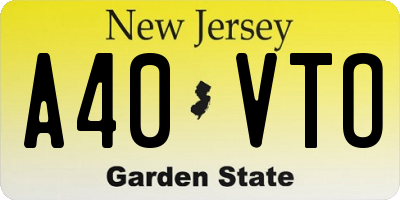 NJ license plate A40VTO