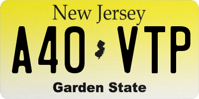 NJ license plate A40VTP