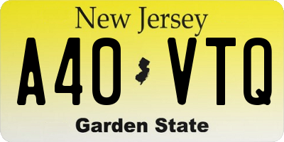 NJ license plate A40VTQ