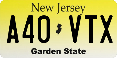 NJ license plate A40VTX