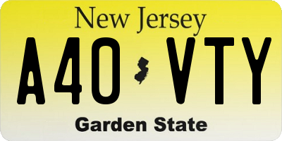 NJ license plate A40VTY