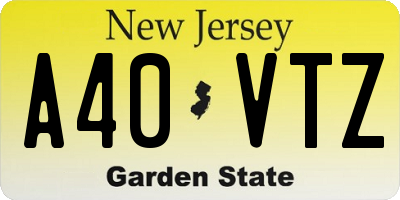 NJ license plate A40VTZ