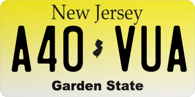 NJ license plate A40VUA