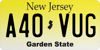 NJ license plate A40VUG
