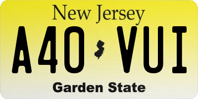 NJ license plate A40VUI
