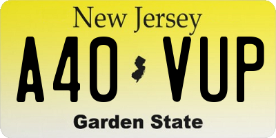 NJ license plate A40VUP