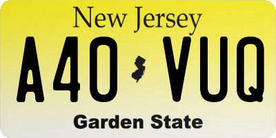 NJ license plate A40VUQ