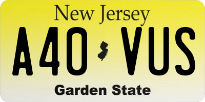 NJ license plate A40VUS