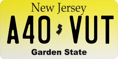 NJ license plate A40VUT