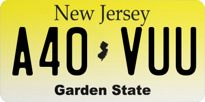 NJ license plate A40VUU