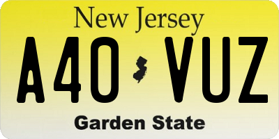 NJ license plate A40VUZ