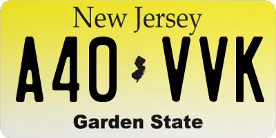 NJ license plate A40VVK