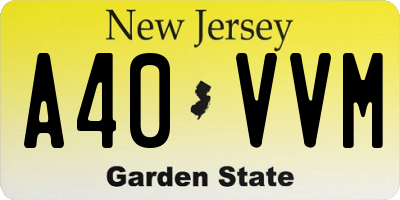 NJ license plate A40VVM