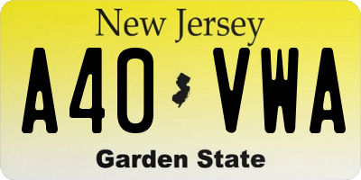 NJ license plate A40VWA